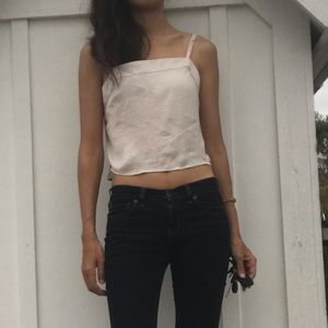 Uo cropped gray spaghetti strap tank top xs